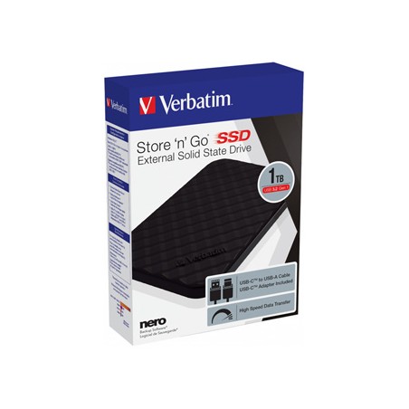 SSD Zewnętrzny Verbatim Store N Go, 53230, 1000GB, czarny, USB-A/Micro-B, z adapterem USB-A na USB-C(TM), 2.5", USB-C, 1TB