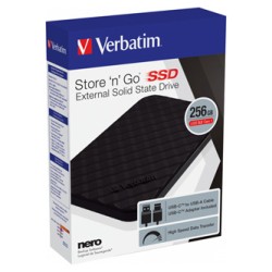 SSD Zewnętrzny Verbatim Store N Go, 53249, 256GB, czarny, USB-A/Micro-B, z adapterem USB-A na USB-C(TM), 2.5", USB-C