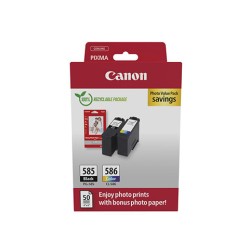 Canon oryginalny PG-585 / CL-586 Multipack 2 Ink Cartridges + Photo Paper Value Pack GP-501, 6205C004, Black/colour