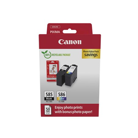 Canon oryginalny PG-585 / CL-586 Multipack 2 Ink Cartridges + Photo Paper Value Pack GP-501, 6205C004, Black/colour