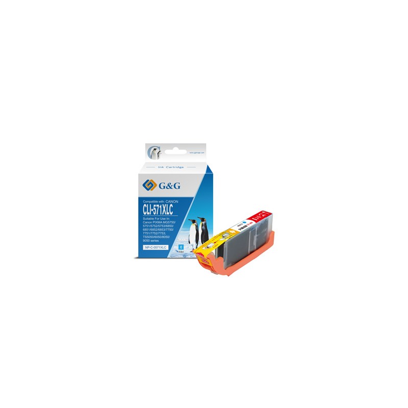 G&G kompatybilny ink / tusz z CLI571C XL, NP-C-0CL571XLC, cyan, 10,8ml, ml high capacity