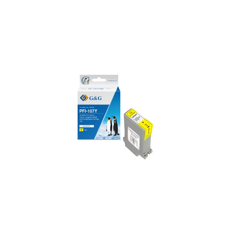 G&G kompatybilny ink / tusz z PFI107Y, NC-00107Y, 6708B001, yellow, 130ml