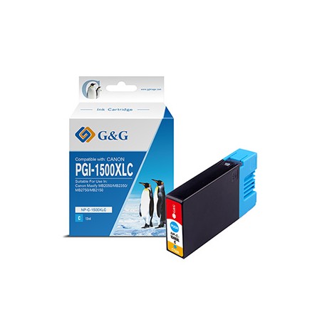 G&G kompatybilny ink / tusz z PGI 1500XL, NP-C-1500XLC/C, cyan