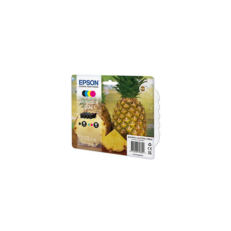 Epson oryginalny ink / tusz C13T10G64010, T10G640, 604, CMYK, 500s, 3x2.4/3.4ml