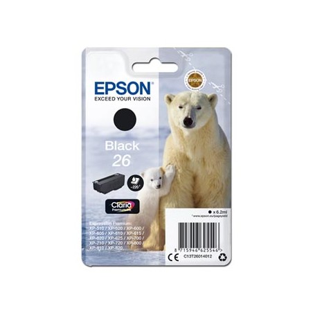 Epson oryginalny ink / tusz C13T26014012, T260140, black, 6,2ml
