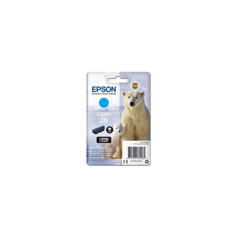 Epson oryginalny ink / tusz C13T26124012, T261240, cyan, 4,5ml