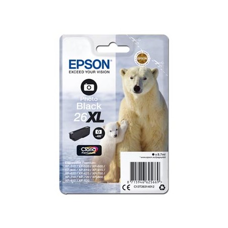 Epson oryginalny ink / tusz C13T26314012, T263140, 26XL, photo black, 8,7ml