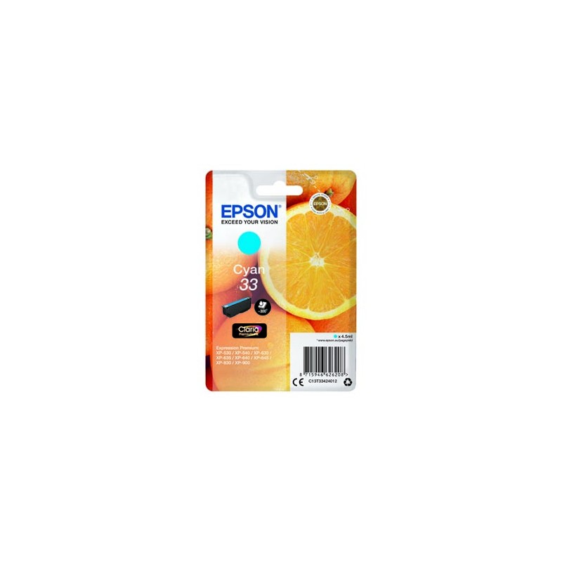Epson oryginalny ink / tusz C13T33424012, T33, cyan, 4,5ml
