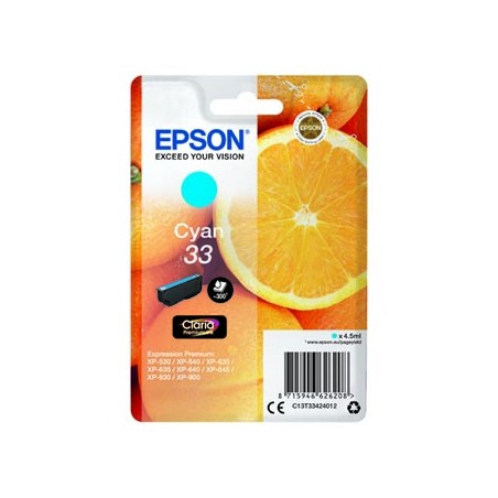 Epson oryginalny ink / tusz C13T33424012, T33, cyan, 4,5ml