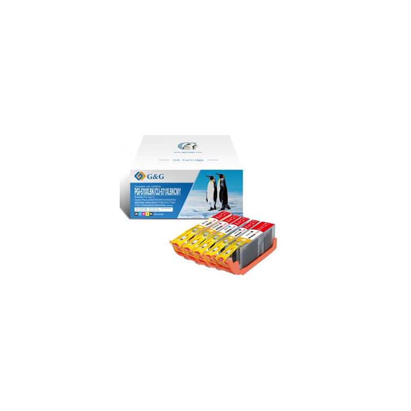 G&G kompatybilny ink / tusz z PGI-570XLBK/CLI-571BK/C/M/Y, NP-C-0570XLBK/571XLBKCMY, CMYK, 20,4ml + 10,8ml, ml