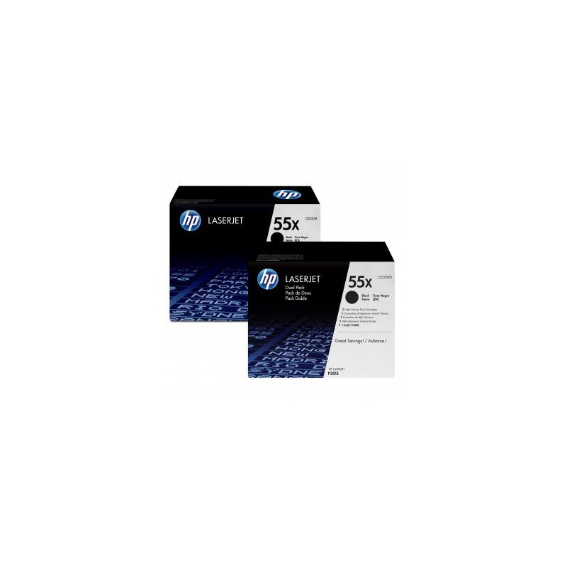 HP oryginalny toner CE255XD, HP 55X, black, 12500s, dual pack, 2szt