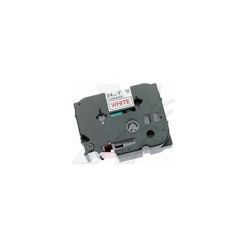 Brother oryginalny taśma do drukarek etykiet, Brother, TX-252, czerwony druk/biały podkład, laminowane, 8m, 24mm