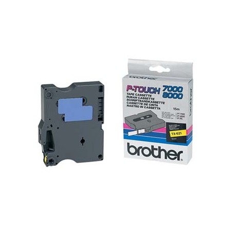 Brother oryginalny taśma do drukarek etykiet, Brother, TX-621, czarny druk/żółty podkład, laminowane, 8m, 9mm
