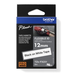 Brother oryginalny taśma do drukarek etykiet, Brother, TZE-FX231, czarny druk/biały podkład, laminowane, 8m, 12mm, flexibilní