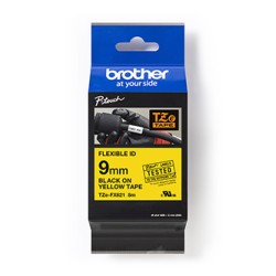 Brother oryginalny taśma do drukarek etykiet, Brother, TZEFX621, czarny druk/żółty podkład, laminowane, 8m, 9mm, flexibilní