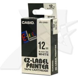 Casio oryginalny taśma do drukarek etykiet, Casio, XR-12WE1, czarny druk/biały podkład, nielaminowany, 8m, 12mm
