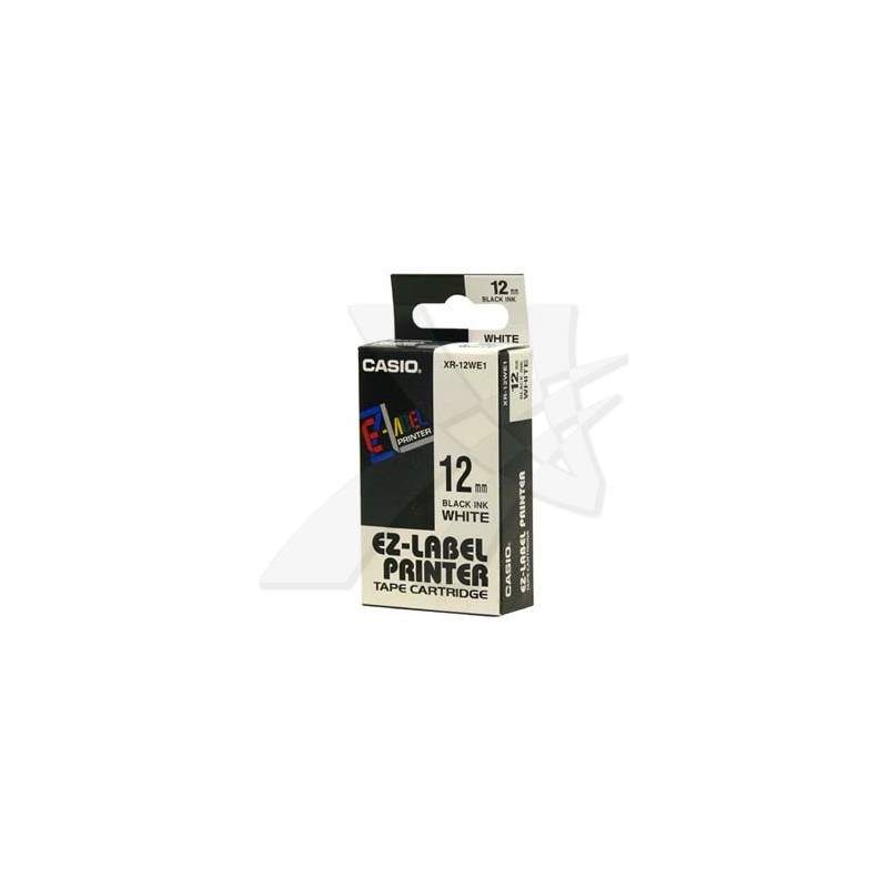 Casio oryginalny taśma do drukarek etykiet, Casio, XR-12WE1, czarny druk/biały podkład, nielaminowany, 8m, 12mm