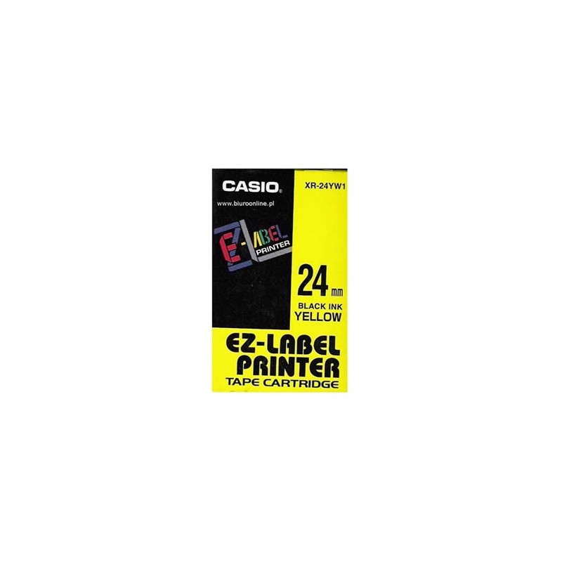 Casio oryginalny taśma do drukarek etykiet, Casio, XR-24YW1, czarny druk/żółty podkład, nielaminowany, 8m, 24mm