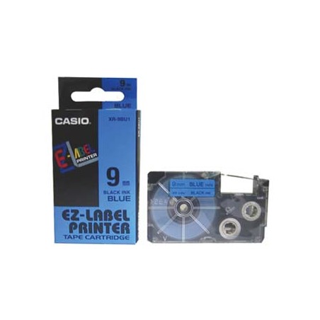 Casio oryginalny taśma do drukarek etykiet, Casio, XR-9BU1, czarny druk/niebieski podkład, nielaminowany, 8m, 9mm