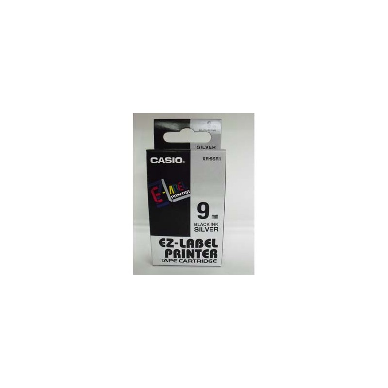 Casio oryginalny taśma do drukarek etykiet, Casio, XR-9SR1, czarny druk/srebrny podkład, nielaminowany, 8m, 9mm