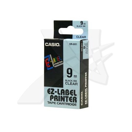 Casio oryginalny taśma do drukarek etykiet, Casio, XR-9X1, czarny druk/przezroczysty podkład, nielaminowany, 8m, 9mm