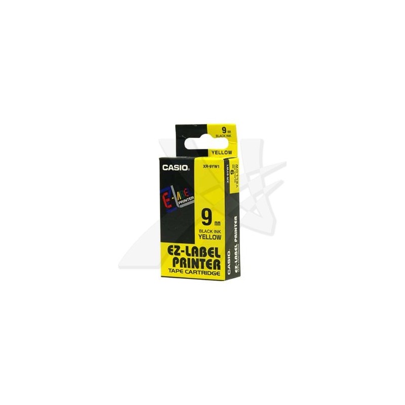 Casio oryginalny taśma do drukarek etykiet, Casio, XR-9YW1, czarny druk/żółty podkład, nielaminowany, 8m, 9mm