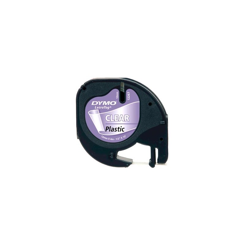Dymo oryginalny taśma do drukarek etykiet, Dymo, 12267, S0721530, czarny druk/przezroczysty podkład, 4m, 12mm, LetraTag taśma pl