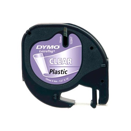 Dymo oryginalny taśma do drukarek etykiet, Dymo, 12267, S0721530, czarny druk/przezroczysty podkład, 4m, 12mm, LetraTag taśma pl