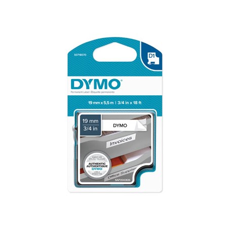 Dymo oryginalny taśma do drukarek etykiet, Dymo, 16960, S0718070, czarny druk/biały podkład, 5.5m, 19mm, D1 specjalna - poliestr