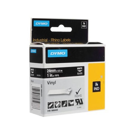Dymo oryginalny taśma do drukarek etykiet, Dymo, 12267, 1805432, biały druk/czarny podkład, 5.5m, 24mm, RHINO winylowa D1