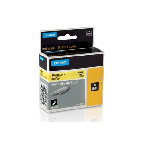 Dymo oryginalny taśma do drukarek etykiet, Dymo, 18058, S0718340, czarny druk/żółty podkład, 1.5m, 19mm, RHINO rurka termokurczl