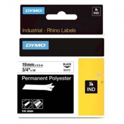 Dymo oryginalny taśma do drukarek etykiet, Dymo, 18484, czarny druk/biały podkład, 5.5m, 19mm, RHINO poliestrowa trwała