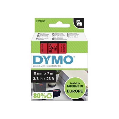 Dymo oryginalny taśma do drukarek etykiet, Dymo, 40917, S0720720, czarny druk/czerwony podkład, 7m, 9mm, D1
