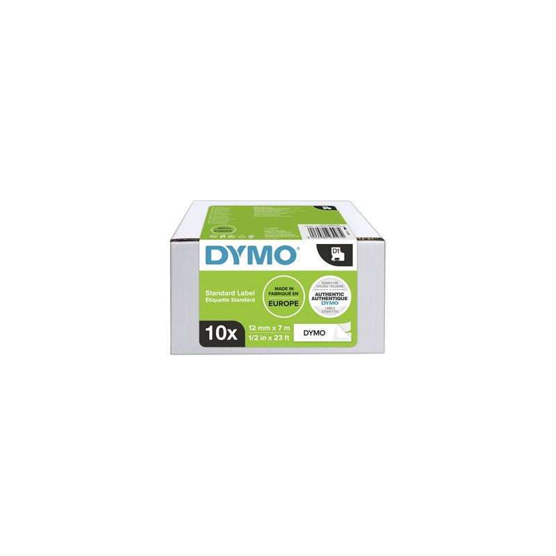 Dymo oryginalny taśma do drukarek etykiet, Dymo, 2093097, czarny druk/biały podkład, 7m, 12mm, op. 10 szt, cena za opakowanie, D