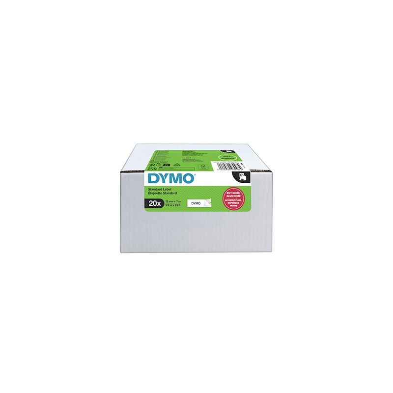 Dymo oryginalny taśma do drukarek etykiet, Dymo, 2231632, czarny druk/biały podkład, 7m, 12mm, 20 szt w opakowaniu, cena za opak