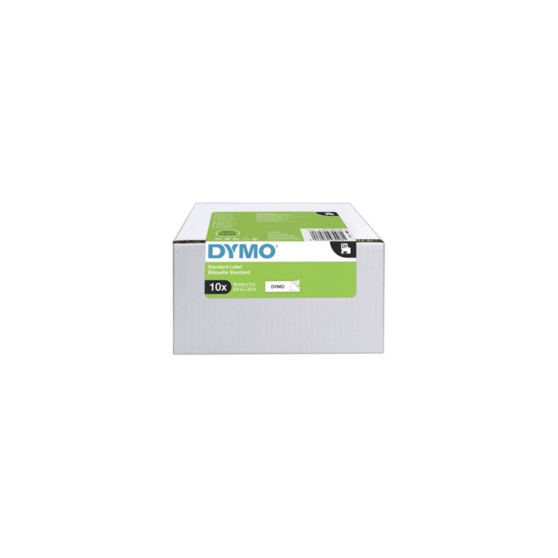 Dymo oryginalny taśma do drukarek etykiet, Dymo, 2093098, czarny druk/biały podkład, 7m, 19mm, op. 10 szt, cena za opakowanie, D