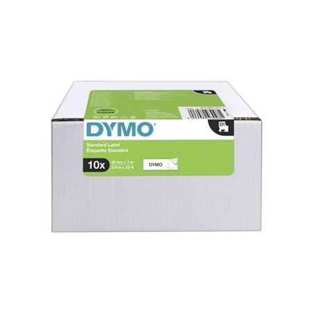 Dymo oryginalny taśma do drukarek etykiet, Dymo, 2093098, czarny druk/biały podkład, 7m, 19mm, op. 10 szt, cena za opakowanie, D