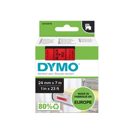 Dymo oryginalny taśma do drukarek etykiet, Dymo, 53717, S0720970, czarny druk/czerwony podkład, 7m, 24mm, D1
