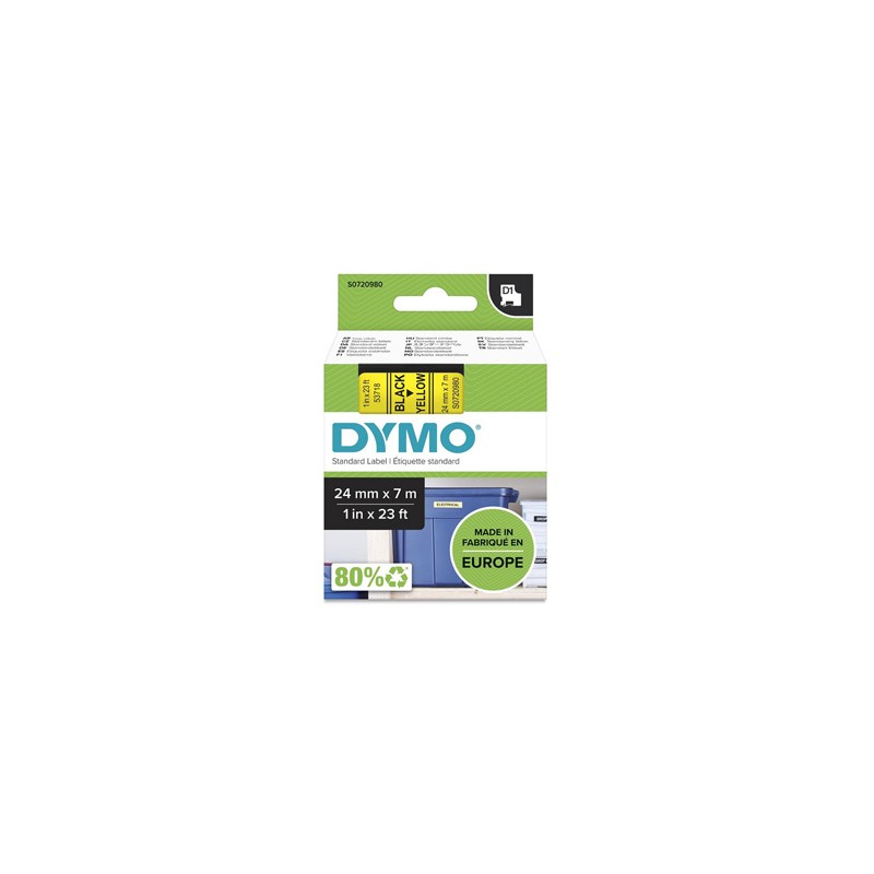 Dymo oryginalny taśma do drukarek etykiet, Dymo, 53718, S0720980, czarny druk/żółty podkład, 7m, 24mm, D1