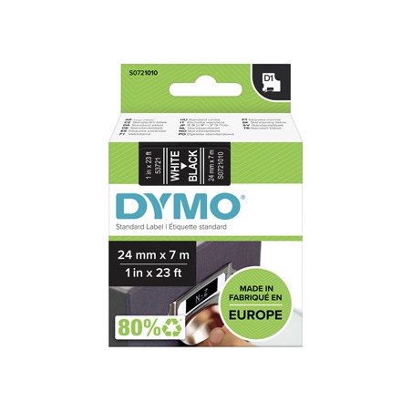 Dymo oryginalny taśma do drukarek etykiet, Dymo, 53721, S0721010, biały druk/czarny podkład, 7m, 24mm, D1