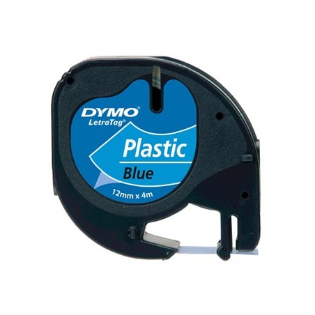 Dymo oryginalny taśma do drukarek etykiet, Dymo, S0721650, czarny druk/niebieski podkład, 4m, 12mm, LetraTag taśma plastikowa