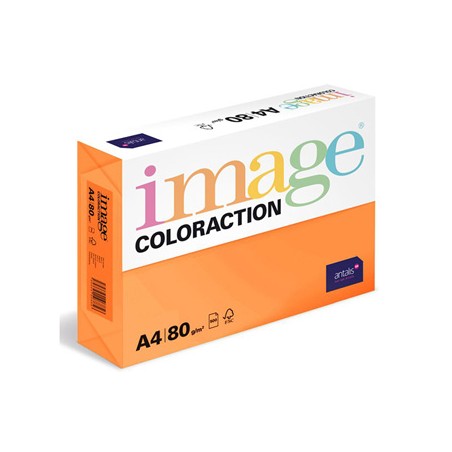 Papier kserograficzny Coloraction, Acapulco, A4, 80 g/m2, refleksyjny pomarańczowy, 500 arkusza, nadaje się do druku atramentowe