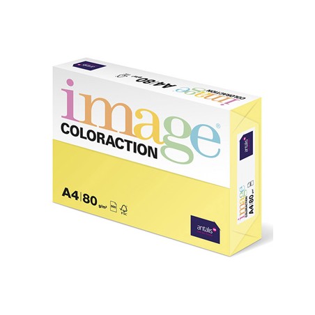 Papier kserograficzny Coloraction, Florida, A4, 80 g/m2, cytrynowy żółty, 500 arkusza, nadaje się do druku atramentowego