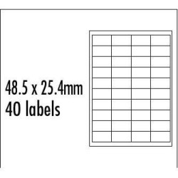 Logo etykiety 48.5mm x 25.4mm, A4, matowe, niebieskie, 40 etykiety, pakowane po 10 szt., do drukarek atramentowych i laserowych