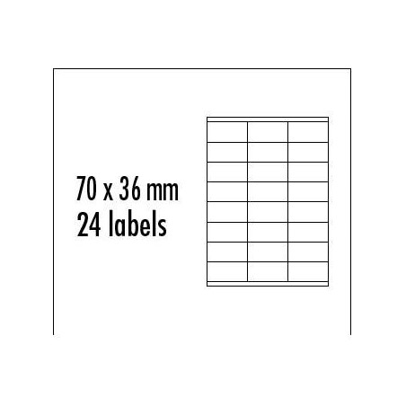 Logo etykiety 70mm x 36mm, A4, matowe, czerwony, 24 etykiety, pakowane po 10 szt., do drukarek atramentowych i laserowych