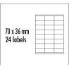 Logo etykiety 70mm x 36mm, A4, matowe, żółte, 24 etykiety, pakowane po 10 szt., do drukarek atramentowych i laserowych