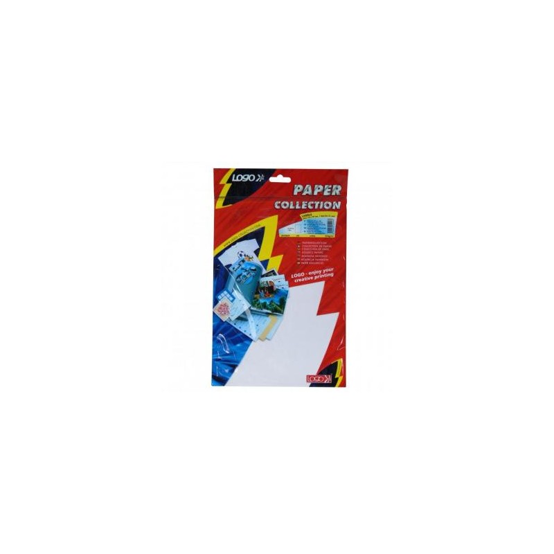 Logo etykiety 210mm x 297mm, A4, matowe, białe, 1 etykieta, 140g/m2, pakowane po 25 szt., do drukarek atramentowych i laserowych
