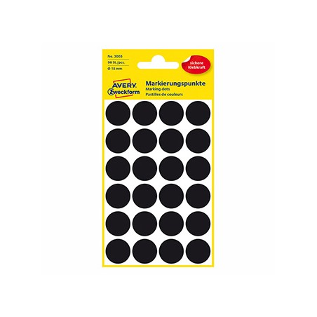Avery Zweckform etykiety 18mm, czarne, 24 etykiety, do znakowania, pakowane po 4 szt., 3003, do pisma odręcznego