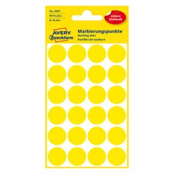 Avery Zweckform etykiety 18mm, żółte, 24 etykiety, do znakowania, pakowane po 4 szt., 3007, do pisma odręcznego