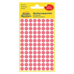 Avery Zweckform etykiety 8mm, neonowy czerwony, 104 etykiety, do znakowania, pakowane po 4 szt., 3177, do pisma odręcznego